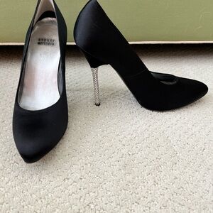 Stuart Weitzman Black Heels with Sparkling Silver Heel